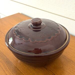 Vintage Mid Century Marcrest Stoneware Brown Daisy Dot Pot